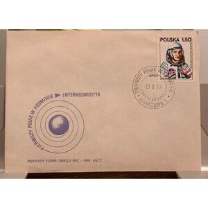 Polish Interkosmos 78 First Day Cover Envelope 1.50 Polska Stamp Warsaw Postmark